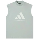 Adidas Men's Basketball Sleeveless Logo T-Shirt in Metal Grey