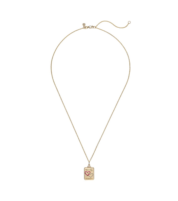 Photo: Sydney Evan The Lovers Tarot Card 14kt gold necklace with rubies and diamonds