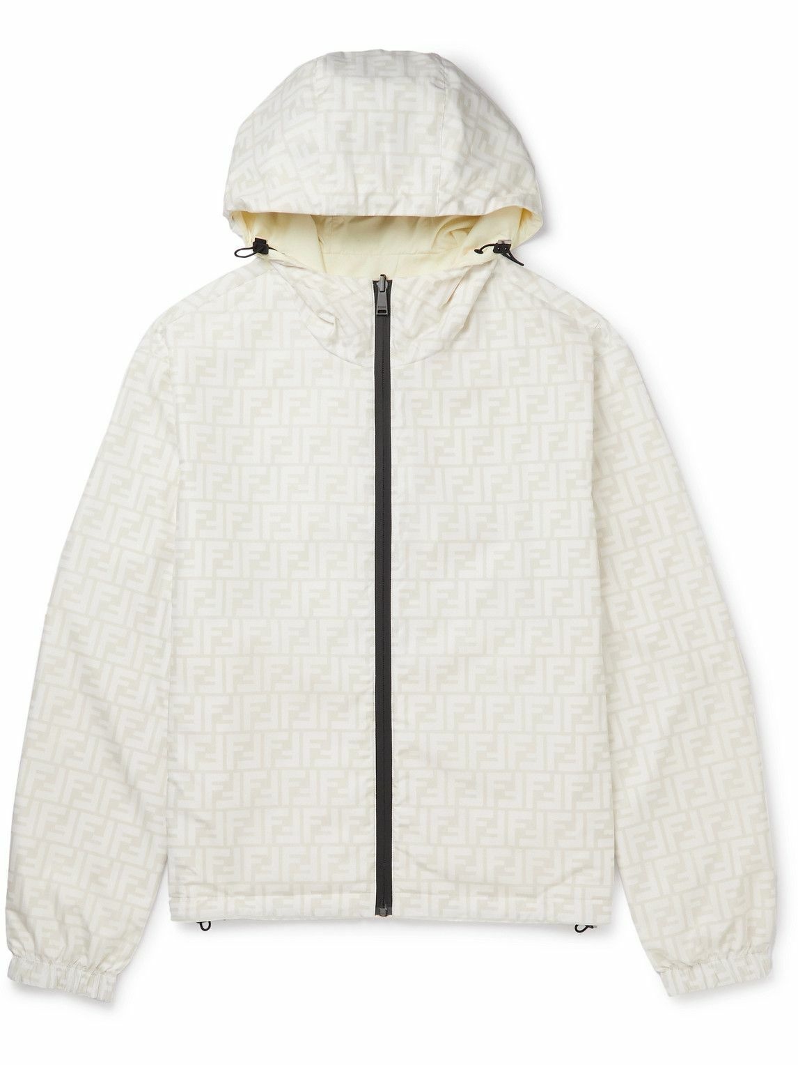 Fendi - Reversible Monogram Logo-Jacquard Shell Hooded Jacket - Neutrals  Fendi