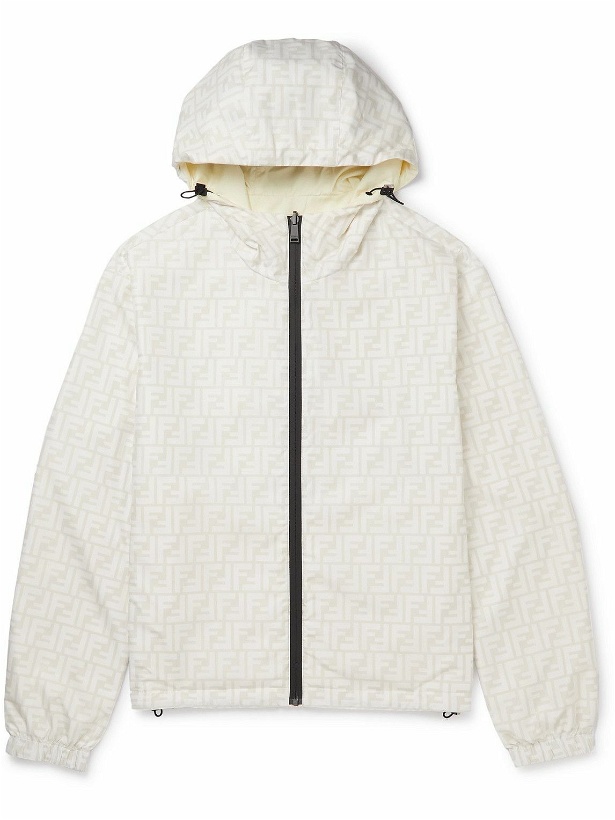 Photo: Fendi - Reversible Monogram Logo-Jacquard Shell Hooded Jacket - Neutrals