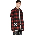 Off-White Red Check Padded Hoodie Shirt