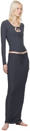 SKIMS Gray Soft Lounge Ruched Maxi Skirt