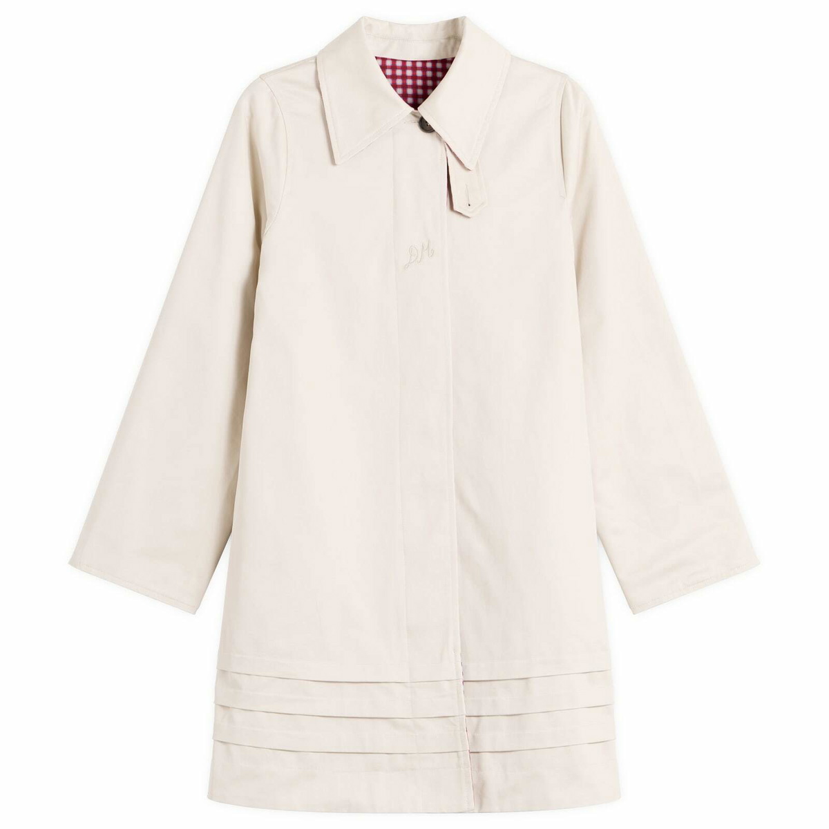 Damson Madder Women's Mercedes Bow Reversible Trench Coat in Red/Ecru