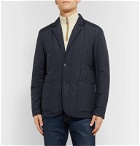 Dunhill - Leather-Trimmed Quilted Shell Blazer - Blue