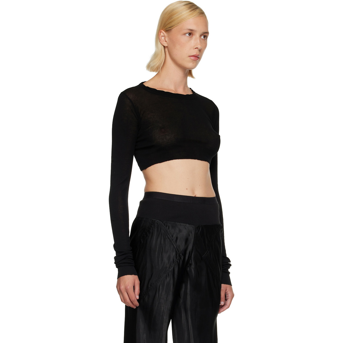 Rick Owens Black Tower LS Crop T-shirt