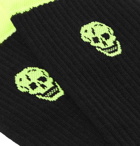 Alexander McQueen - Skull-Intarsia Ribbed Cotton-Blend Socks - Men - Black