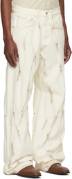 KUSIKOHC White Multi Rivet Burn Jeans