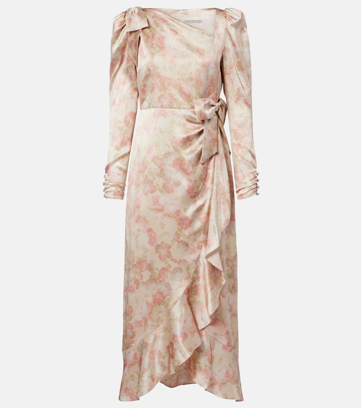 Alessandra Rich Bow-detail floral silk satin midi dress