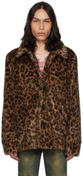 Anna Sui SSENSE Exclusive Brown Faux-Fur Jacket