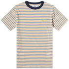 Butter Goods Men's Parks Stripe T-Shirt in Peach/Slate