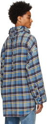 R13 Blue Plaid Maskup Work Shirt