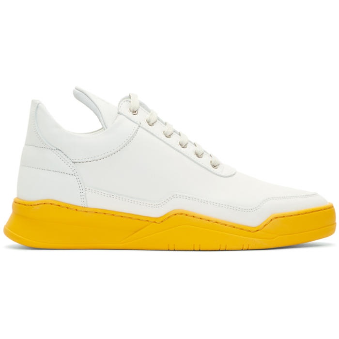 Photo: Filling Pieces White and Yellow Low Ghost Sneakers 