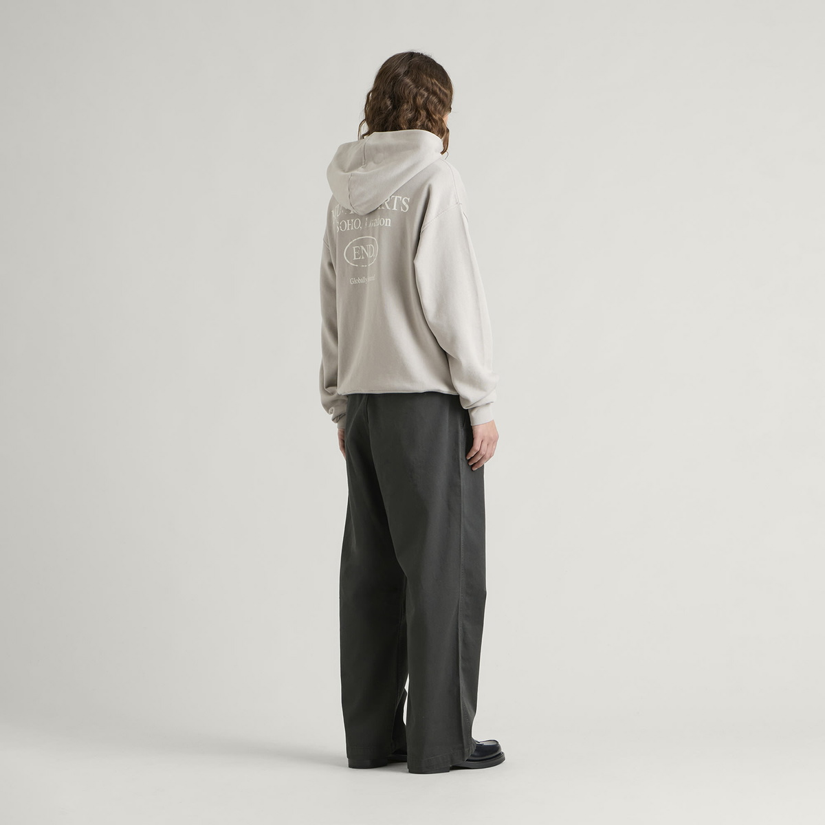 END. Worn Established Hoodie in Washed Grey