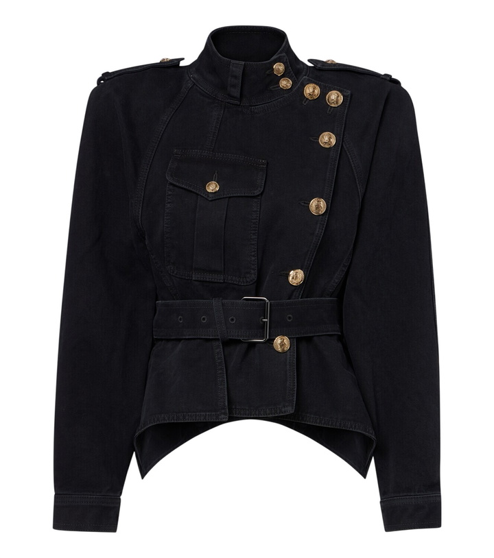 Photo: Balmain Belted asymmetric denim jacket