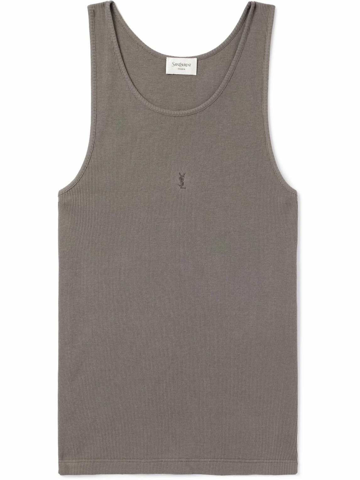 Saint Laurent Black and Silver Lame Sleeveless Shirt Saint Laurent