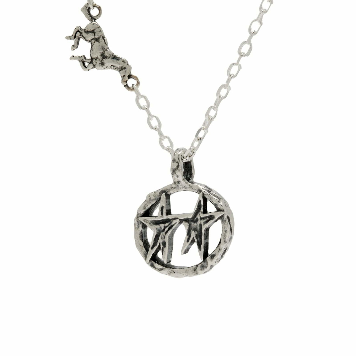 TwoJeys Men's Superstar Three Horse Necklace in Silver 