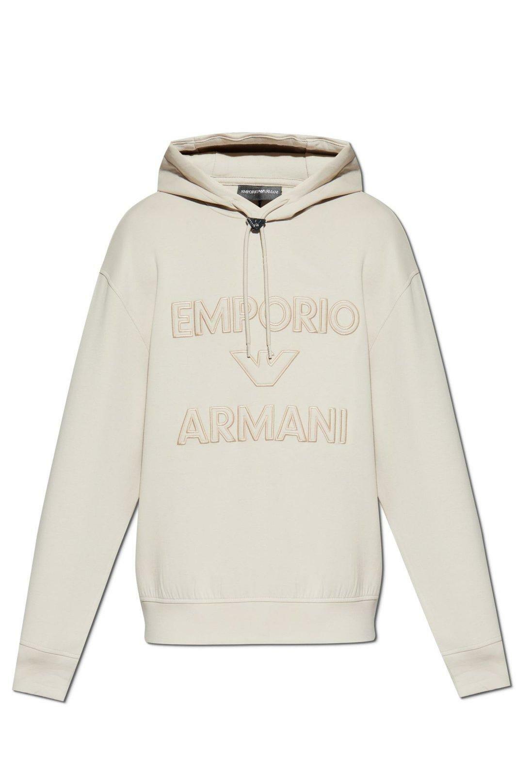 【EMPORIO ARMANI】 Men's Zigzag Embroidered Hoodie: ★ Beige Beige Hoodie Emporio Armani - Vitkac AS