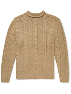 Ralph Lauren Purple label - Cable-Knit Silk and Linen-Blend Sweater - Brown