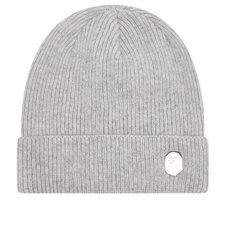 Photo: A Bathing Ape Men's One Point Knitted Beanie Hat in Grey 
