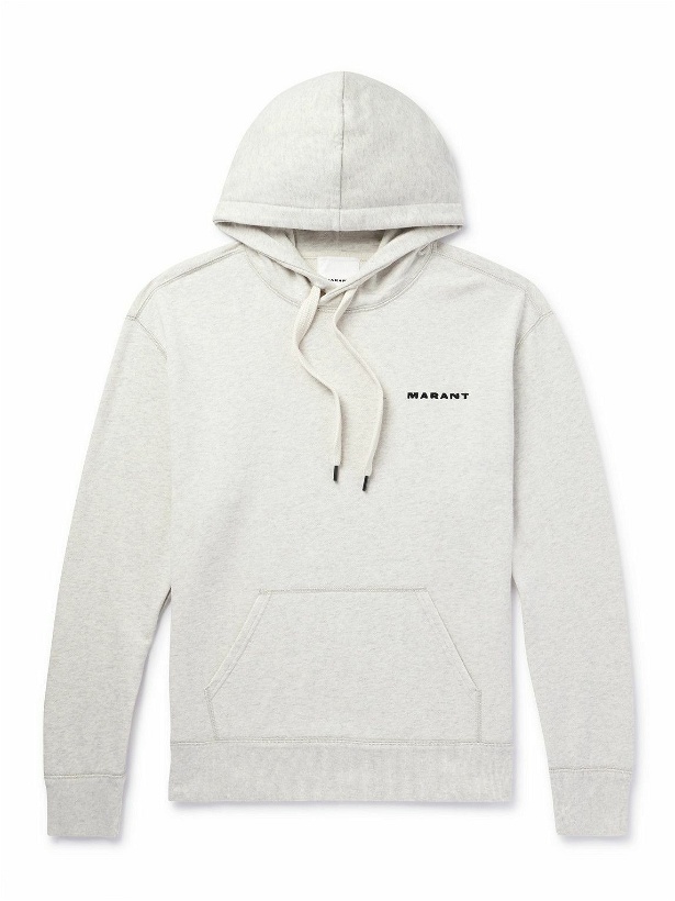 Photo: Marant - Marcello Logo-Embroidered Cotton-Blend Jersey Hoodie - White