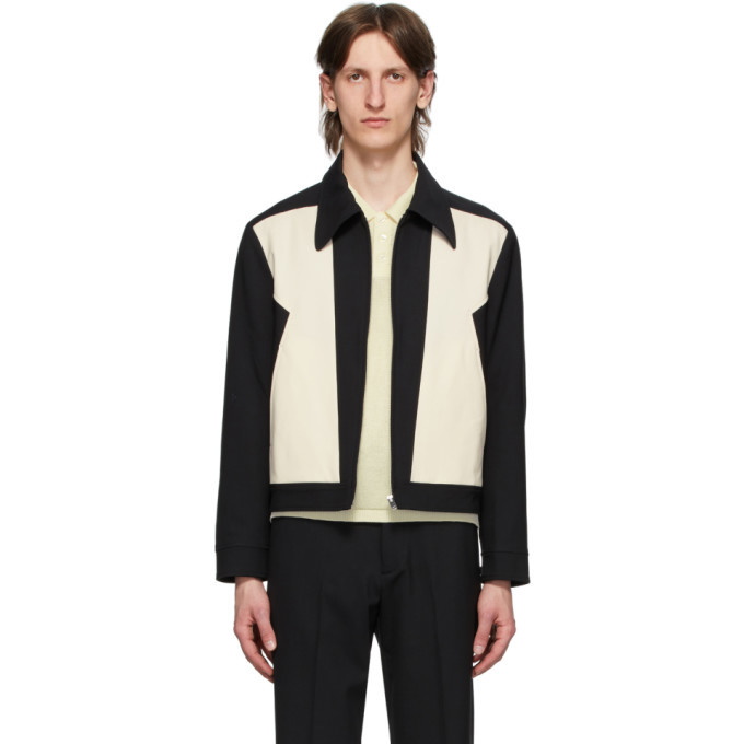 Second/Layer Black and Off-White Zig-Zag Panel Jacket Second/Layer