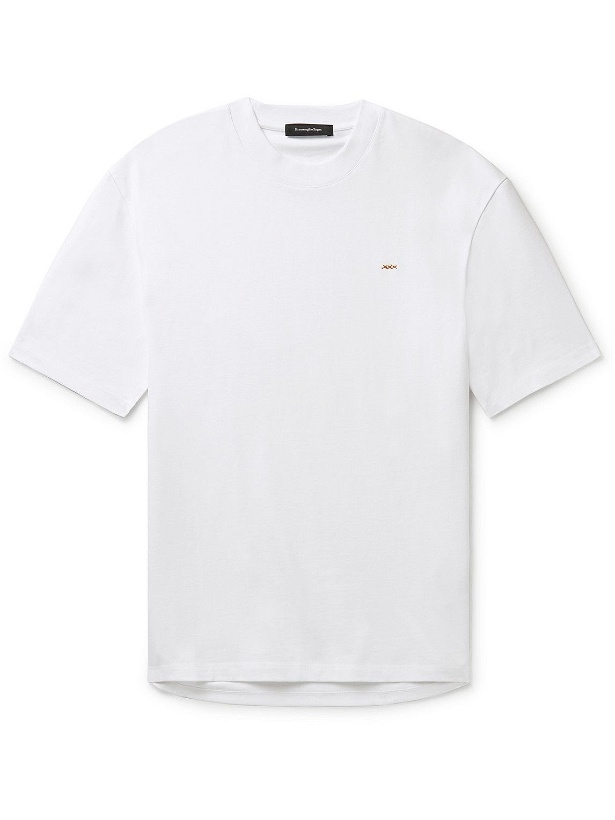 Photo: Ermenegildo Zegna - Logo-Embroidered Cotton-Jersey T-Shirt - White
