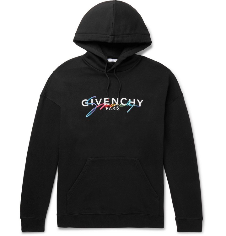 Photo: Givenchy - Logo-Emboidered Loopback Cotton-Jersey Hoodie - Black
