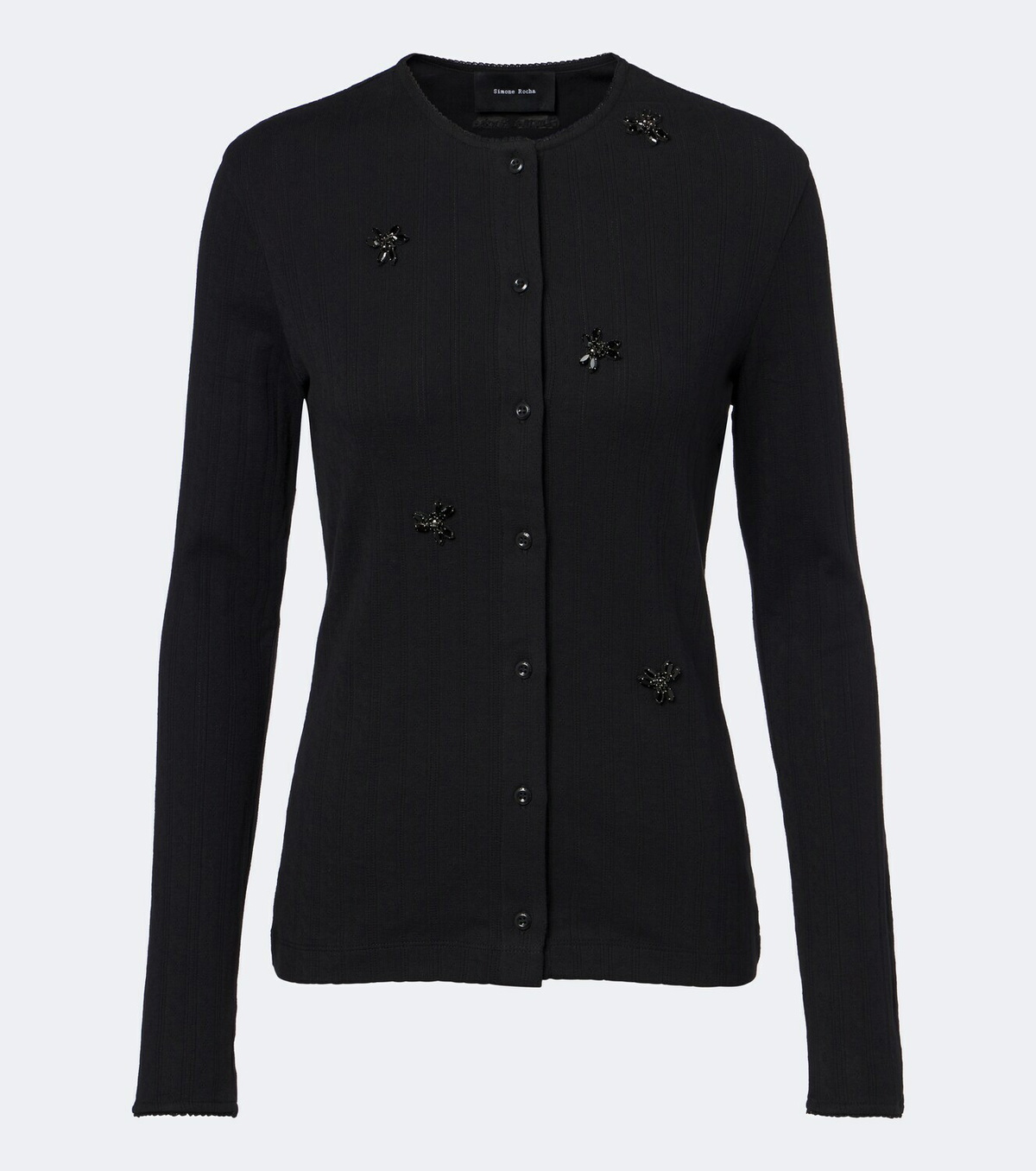 Simone Rocha Embellished pointelle cotton cardigan