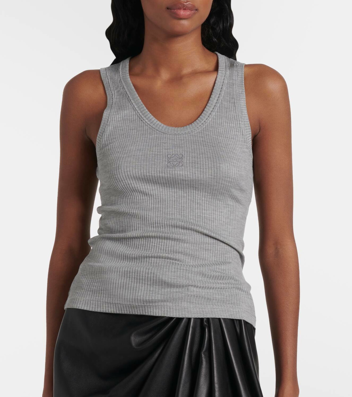 Loewe Anagram ribbed-knit silk tank top