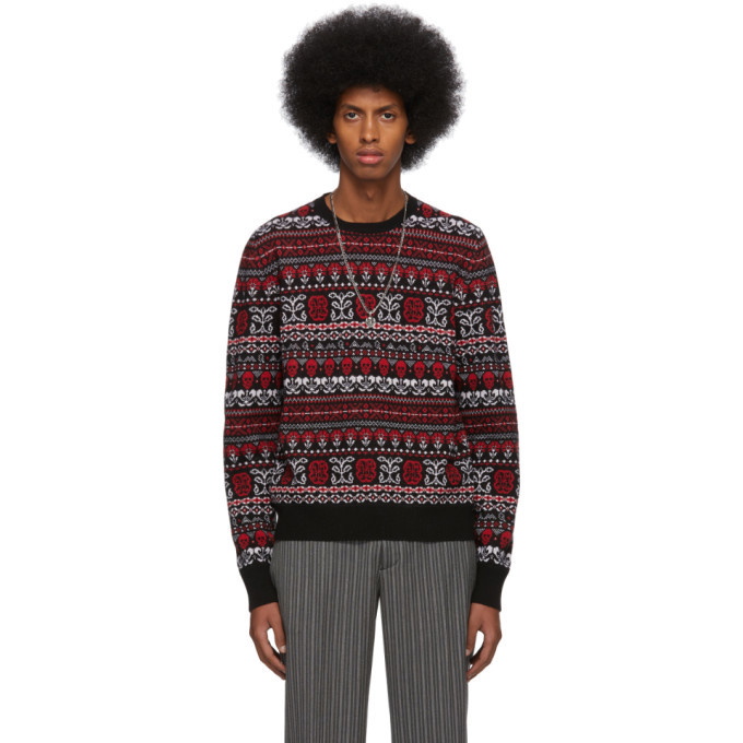 Photo: Alexander McQueen Black and Red Wool Jacquard Sweater