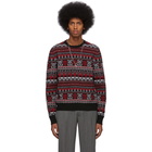 Alexander McQueen Black and Red Wool Jacquard Sweater