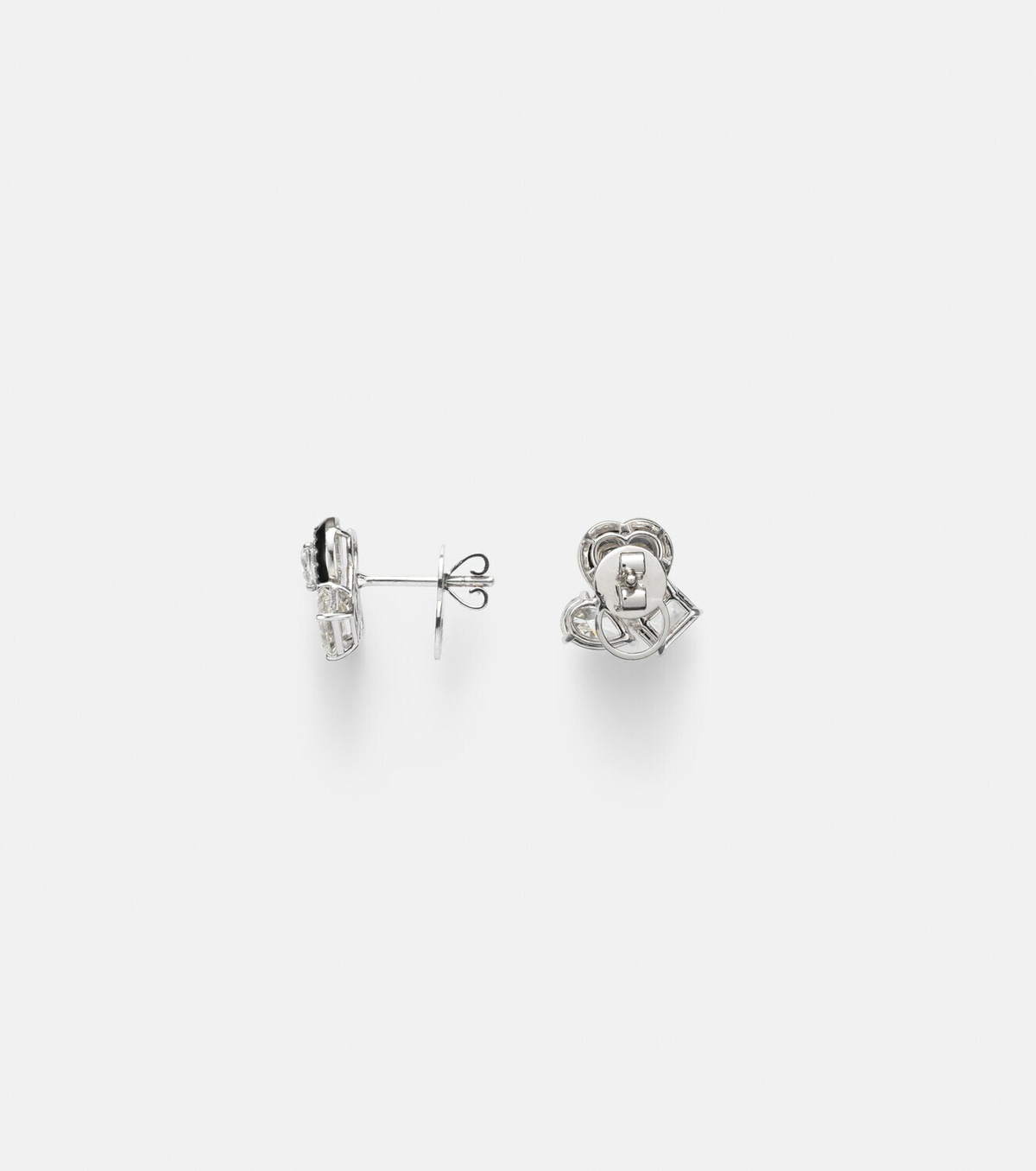 Kamyen Cluster Heart 18kt white gold earrings with diamonds