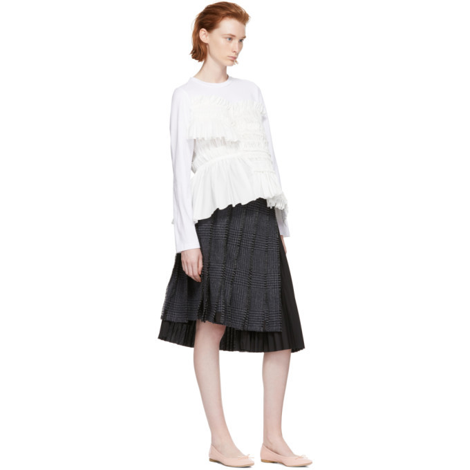 Chika Kisada White Shirred Panel Long Sleeve T-Shirt