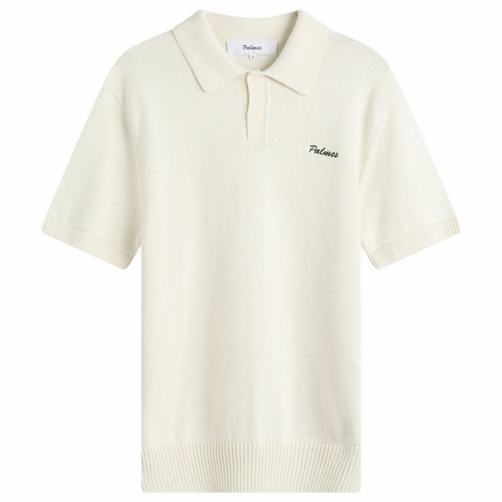 Photo: Palmes Men's Cotton Knit Polo in Off-White