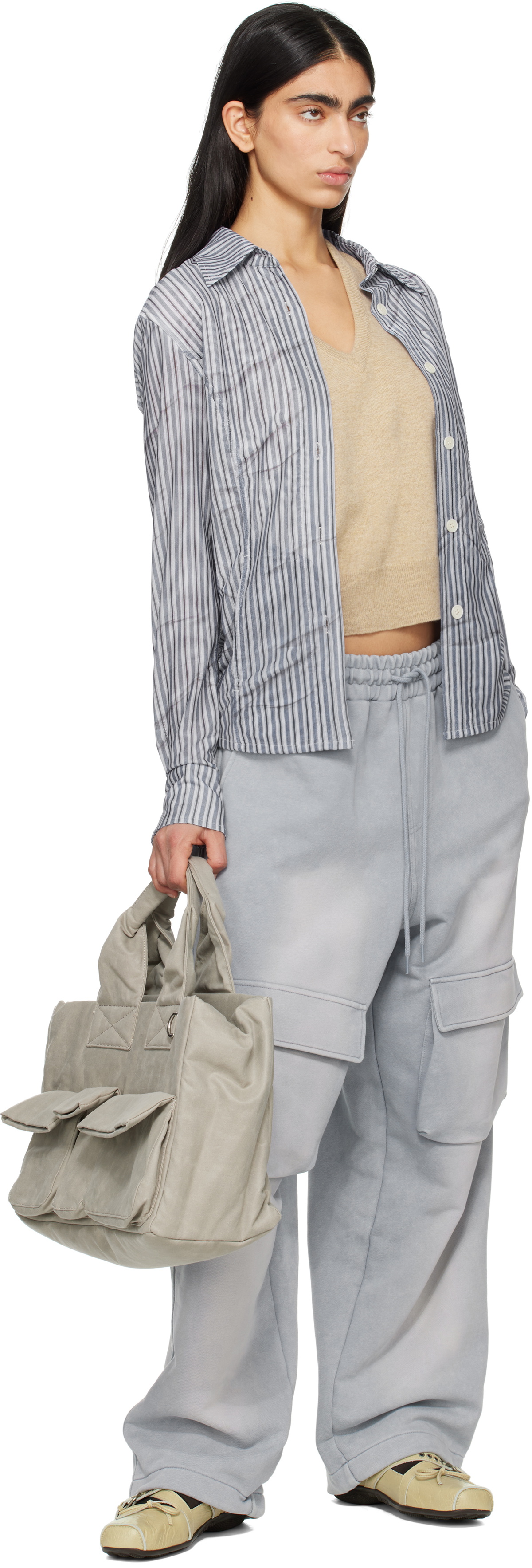 OPEN YY Beige Oil Skin Venti Tote OPEN YY OPEN YY Beige Oil Skin Venti Tote OPEN YY