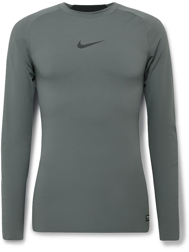 Photo: Nike Training - Pro Logo-Print Dri-FIT ADV Top - Gray