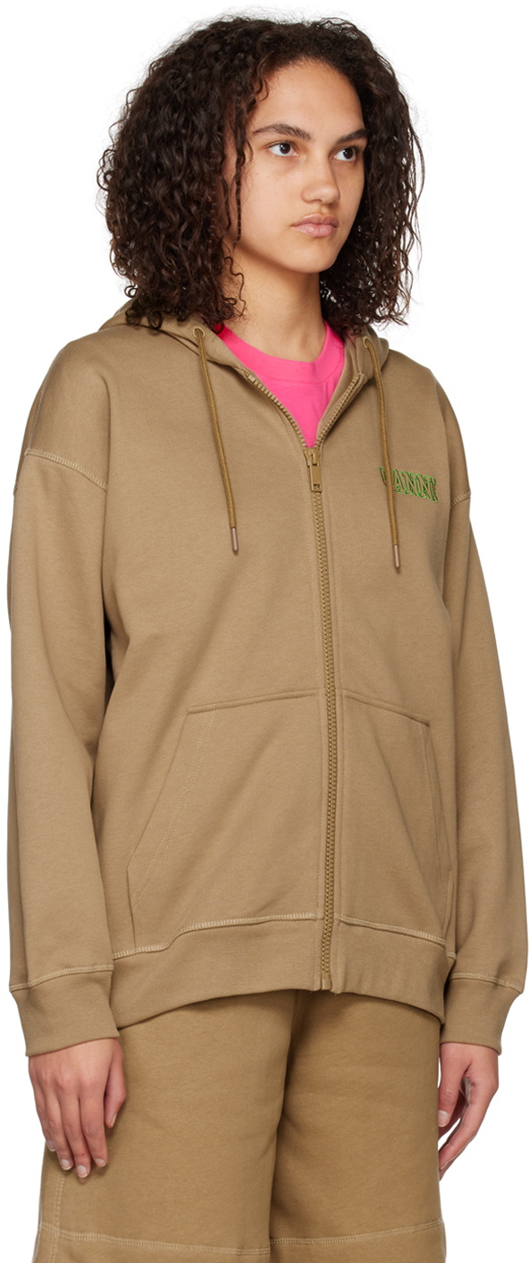 GANNI Tan Oversized Zip Hoodie GANNI