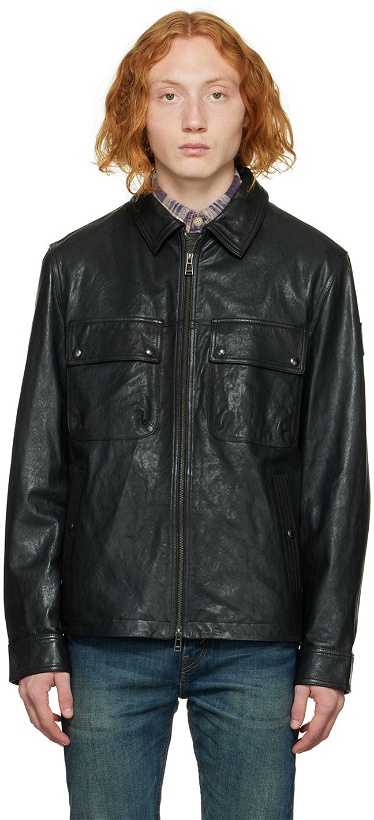 Photo: Belstaff Black Tour Overshirt Leather Jacket