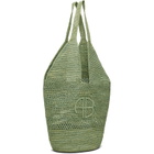 ANINE BING Green Leah Logo Raffia Bag