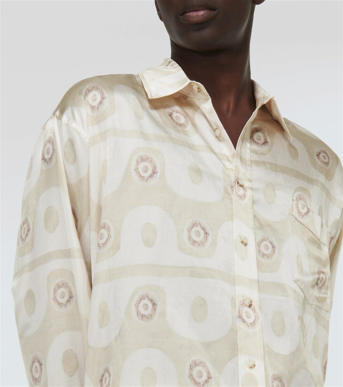 Commas Printed silk and cotton shirt