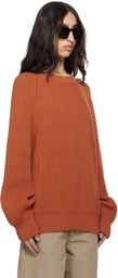 Meta Campania Collective Orange Michel Exaggerated Rib Cotton Crew Neck Sweater