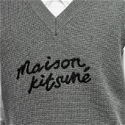 Maison Kitsuné Men's Handwriting Logo Oversize Vest in Dark Grey Melange