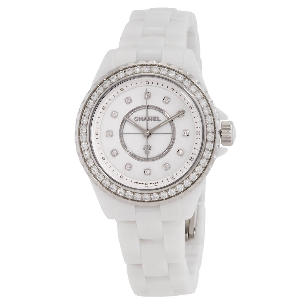 Chanel J12 Quartz Diamond White Dial Ladies Watch h6418