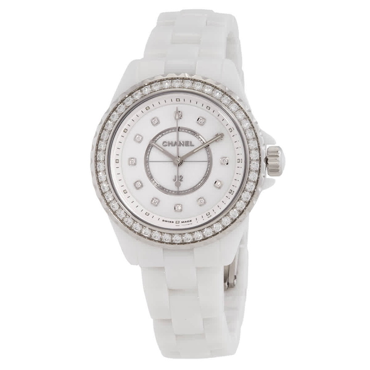 Photo: Chanel J12 Quartz Diamond White Dial Ladies Watch h6418