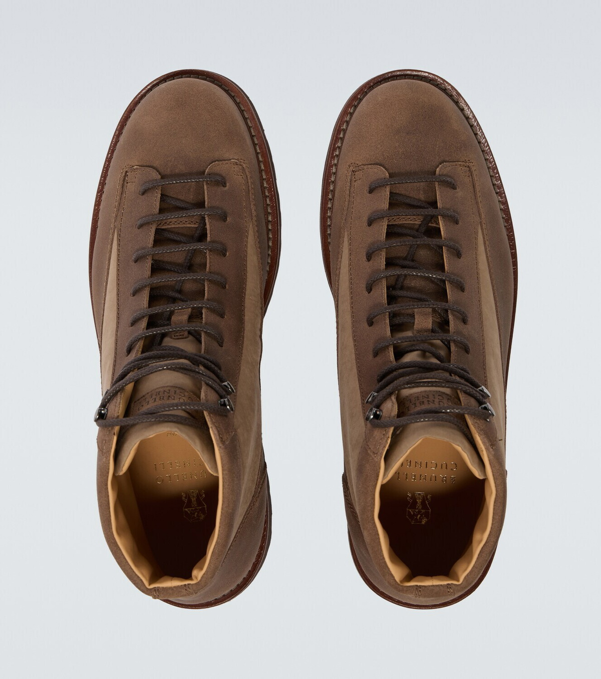 Brunello Cucinelli Suede-trimmed lace-up boots