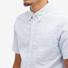 Beams Plus Men's Button Down Short Sleeve Shirt in Blue Candy Stripe