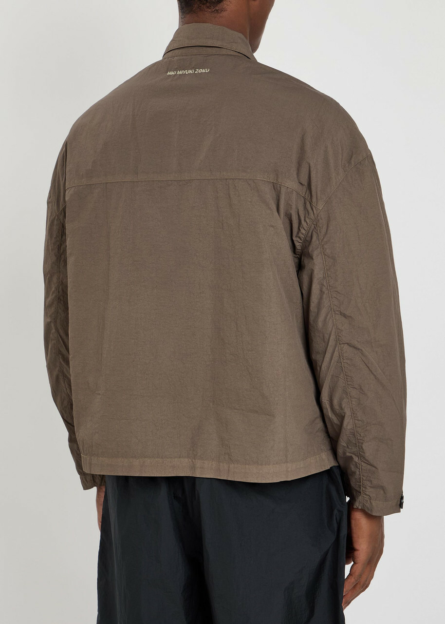 Mki Miyuki Zoku Crinkled Nylon Overshirt Khaki