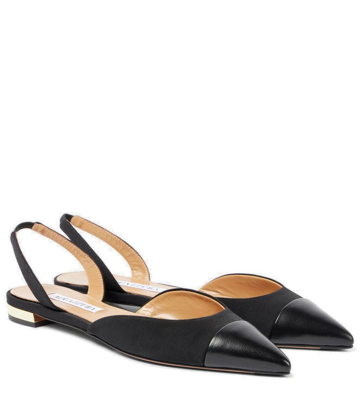 Photo: Aquazzura Leather-trimmed slingback flats