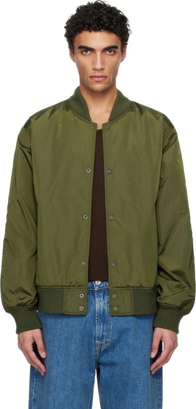 Photo: Reigning Champ Khaki Econyl Satin Nylon Stadium Bomber Jacket