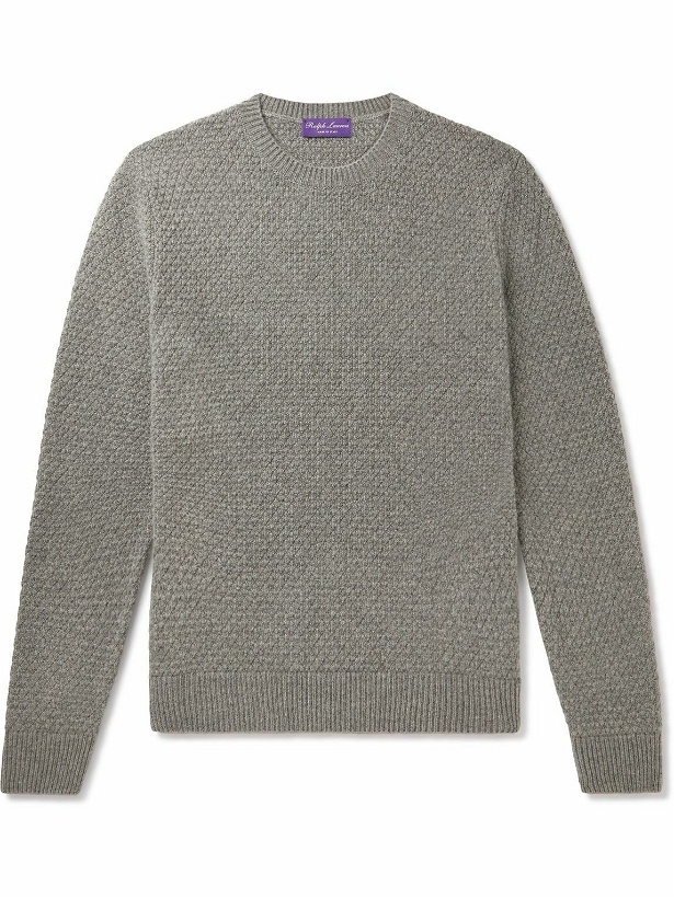 Photo: Ralph Lauren Purple label - Honeycomb-Knit Cashmere Sweater - Gray